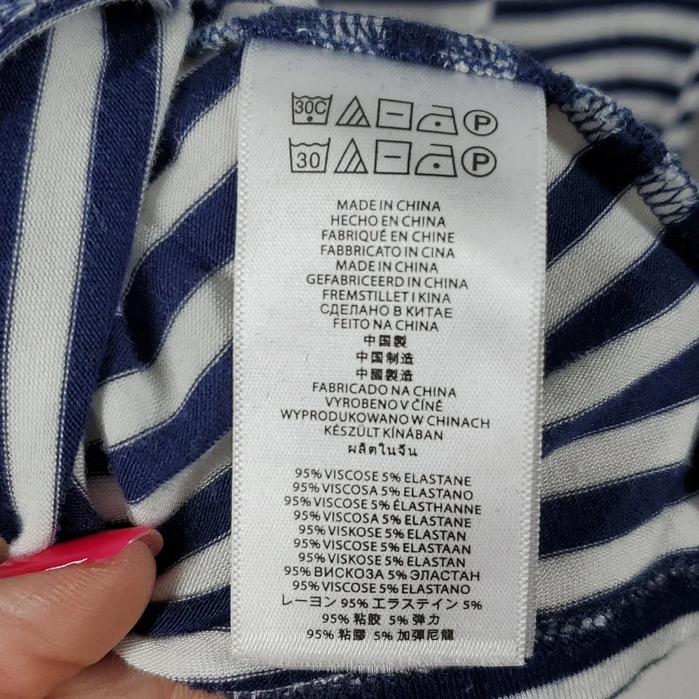 MICHAEL Michael Kors Blue White Striped Long Sleeve Shirt PM - Picture 9 of 10